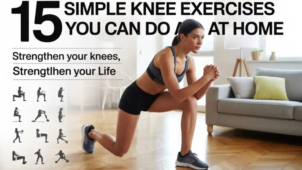 Woman performing simple knee exercises at home on a yoga mat
