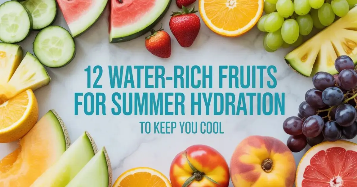 water-rich fruits for summer hydration like watermelon, strawberries, and orange